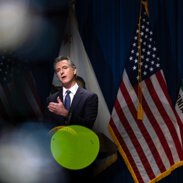 Newsom denounces Trump’s authoritarian tendencies, but displays some himself