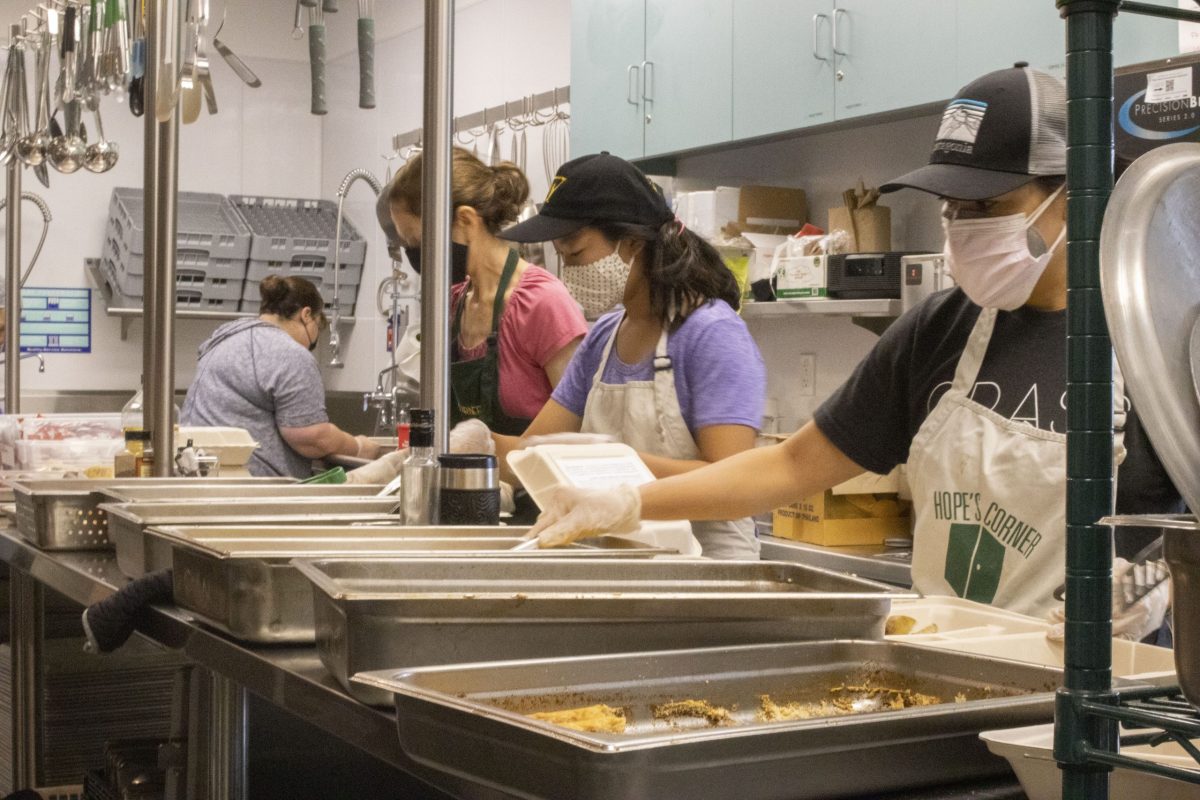 Volunteers in the kitchen crew at Hope's Corner during the COVID-19 pandemic. Courtesy Hope's Corner.