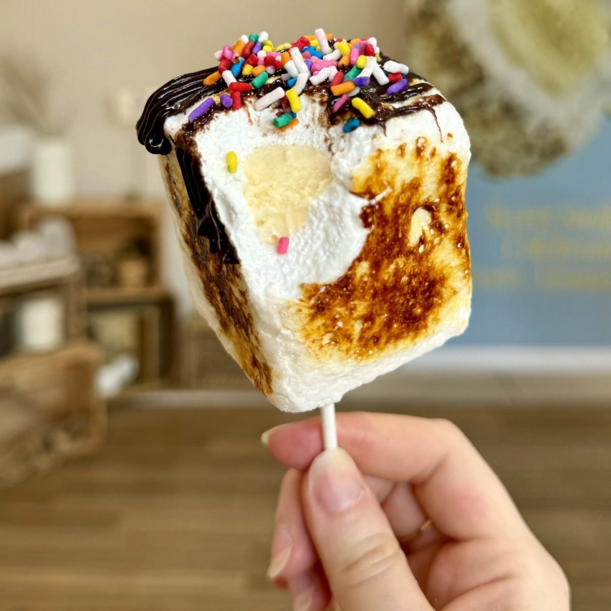 This new dessert spot offers cubed toasted marshmallow ice cream on a stick